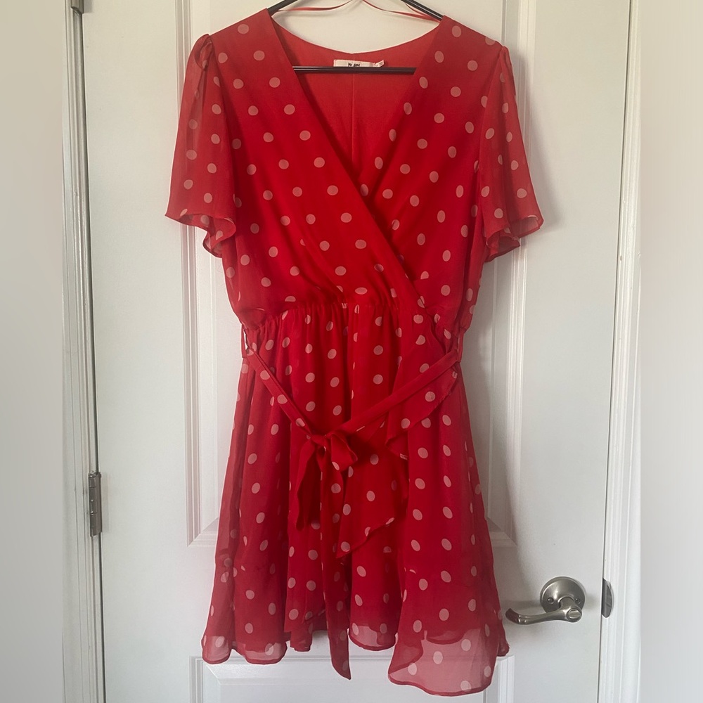 Mi Ami Red with White Dots Dress Size Medium